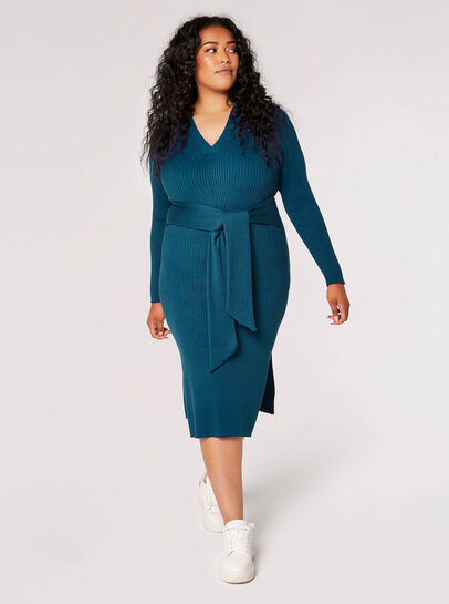 Curve Ribbed Midi Dress