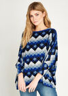 Diamond Stripes Oversized Top, Blue, large