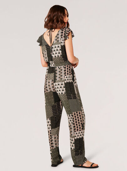 Patchwork Drawstring Jumpsuit