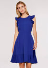 Frill Crepe Dress, Blue, large