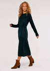 Pointelle Knitted Midi Dress, Green, large