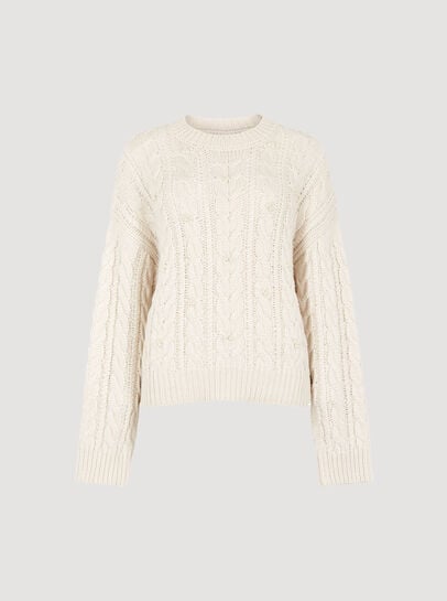 Pearl Embellished Cable Knit Jumper
