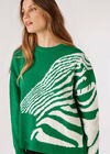 Fuzzy Zebra Stripe Oversized Jumper, Green, large