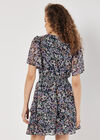 Ditsy Floral Chiffon Mini Dress, Navy, large
