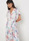 Watercolour Ruffle Wrap Midi Dress, Mint, large