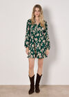 Crinkle Floral Mini Dress, Green, large