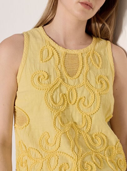 Embroidered Cotton Shell Top