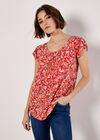 Garden Floral Top, Red, large