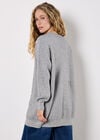 Sequin Embellished Long Cardigan, Grey, large