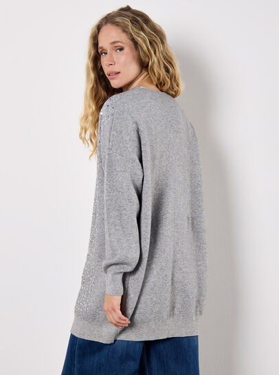 Sequin Embellished Long Cardigan