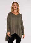 Waffle Oversized Top, Khaki, large