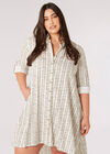 Chevron High-Low Shirt Mini Dress, Stone, large