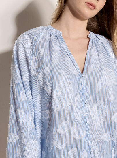 Embroidered Floral Stripe Blouse