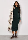 Ribbed Knit Midi Dress, Green, large