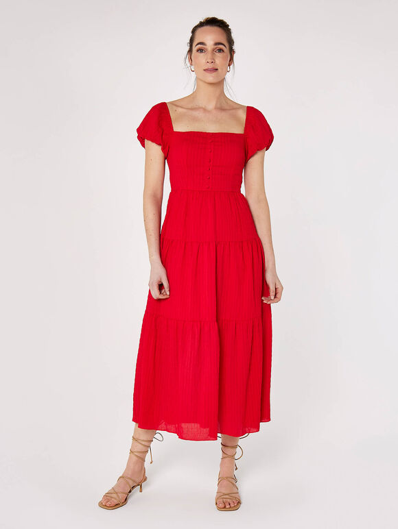 Self Check Midi Dress, Red, large