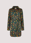 Floral Shirt Mini Dress, Green, large