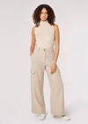 Cargo Pocket Wide Leg Trousers, Stone, large