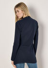 Wrap Hem Ribbed Tunic Top, Navy, large
