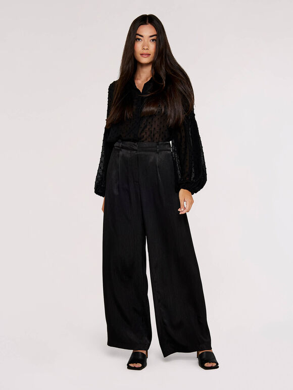 Dobby Bell Sleeve Shirt, Black, large