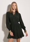 Ruffle Neck Mini Dress, Green, large