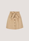 Paper Bag Button-Down Mini Skirt, Stone, large