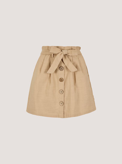 Paper Bag Button-Down Mini Skirt
