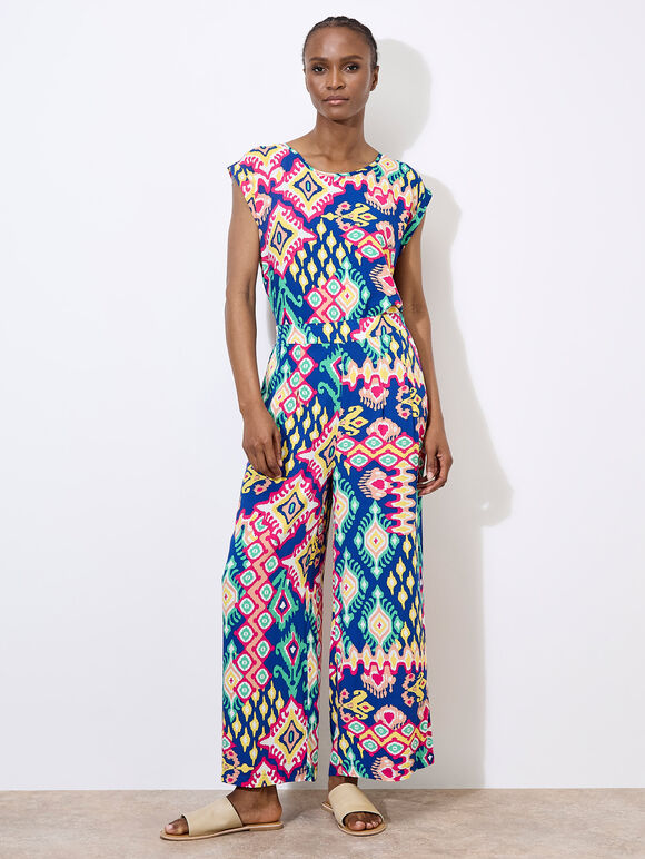 Colour Pop Ikat Trousers, Blue, large