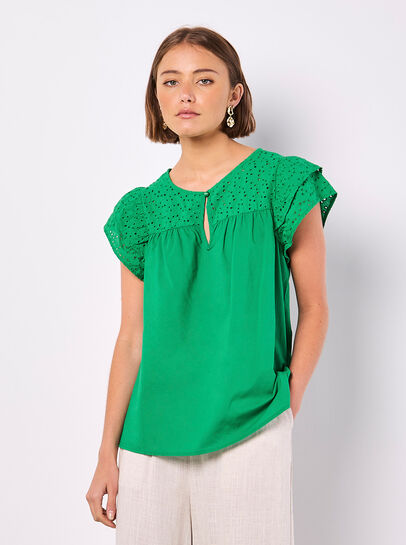 Broderie Yoke Cotton Top