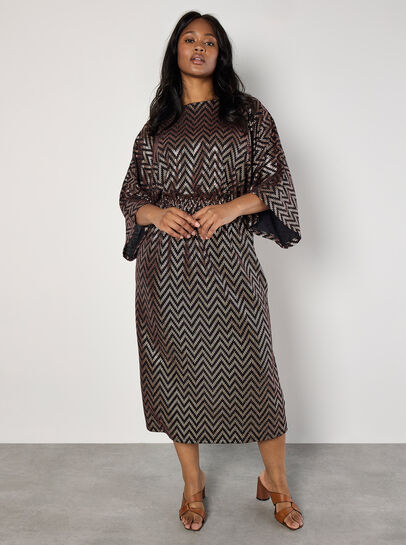 Curve Chevron Mirror Sequin Midi Dress
