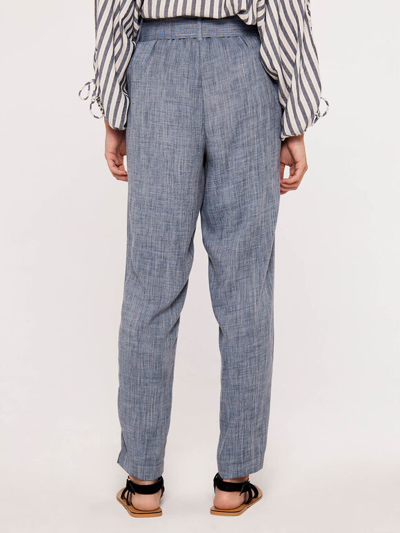 High Waist Trousers, Blue, large