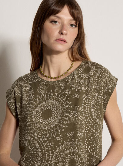 Kaleidoscope Print Woven T-Shirt