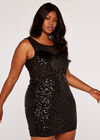 Curve Sweetheart Sequin Dress, Black, large