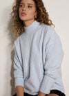 Boucl&eacute; Knit Mock Neck Jumper, Sky Blue, large