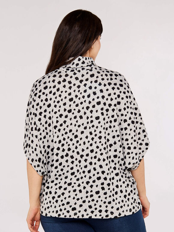 Curve Textured Dot Top, Grey, large