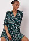 Abstract Swirl Shirt Mini Dress, Green, large
