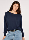 Reversible Button Up Top, Navy, large