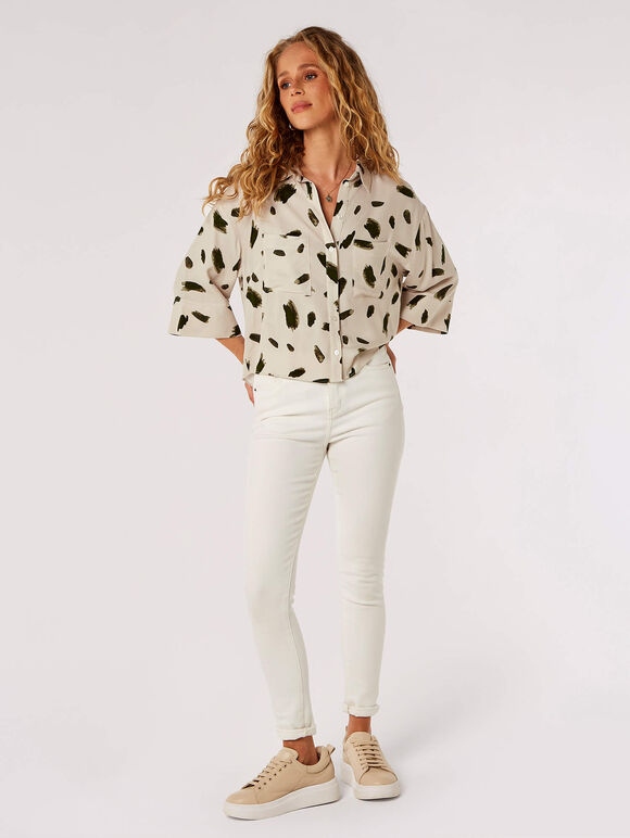 Paint Stroke Boxy Shirt, Stone, large