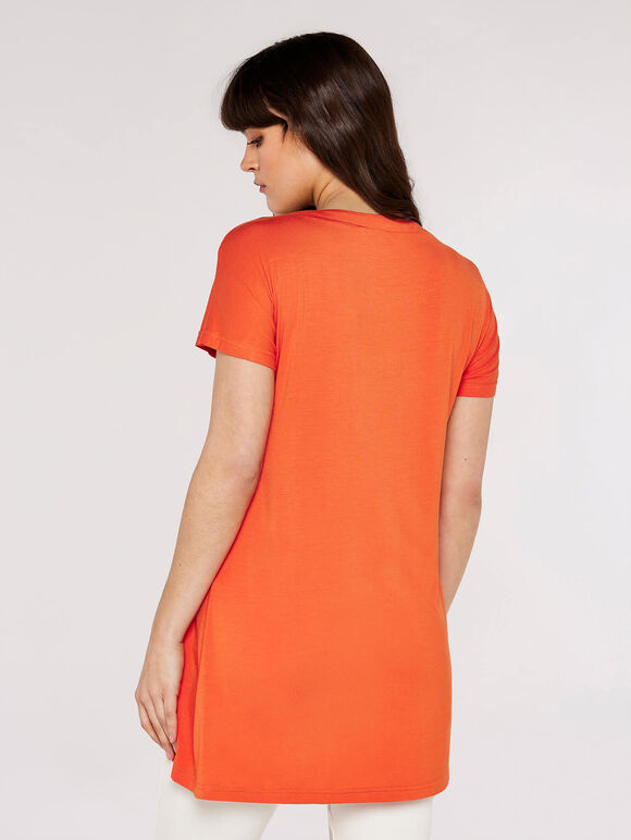 Buttoned High Low Tunic, Orange, large