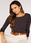  Stripe Ribbed Jumper, Navy, large
