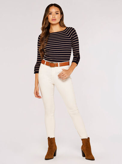  Stripe Ribbed Jumper