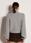 Ribbed Knit Batwing Cape Jumper, Silver, large