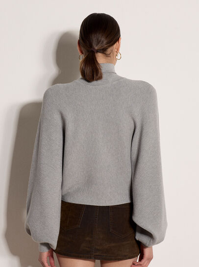 Ribbed Knit Batwing Cape Jumper