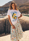 Capri Italy Lemon Cotton T-Shirt, White, large