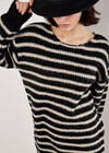 Oversized Stripe Jumper Mini Dress, Black, large