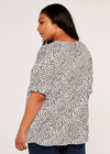 Curve Wild Dot Frill Sleeve Tiered Top, White, large