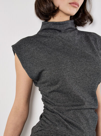 Mini Dogtooth High Neck Ruched Top