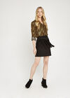 Fringe Suedette Skirt, Black, large