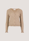 Ribbed Knit Scalloped Cardigan, Stone, large