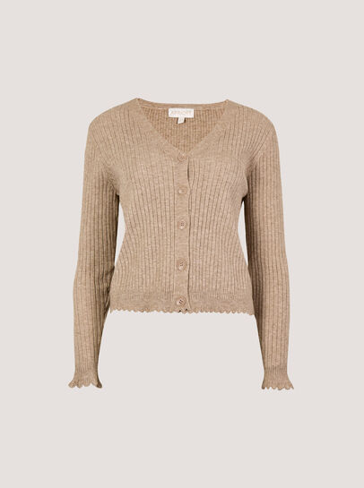 Ribbed Knit Scalloped Cardigan