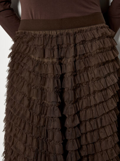 Ruffle Tiered Tulle Maxi Skirt